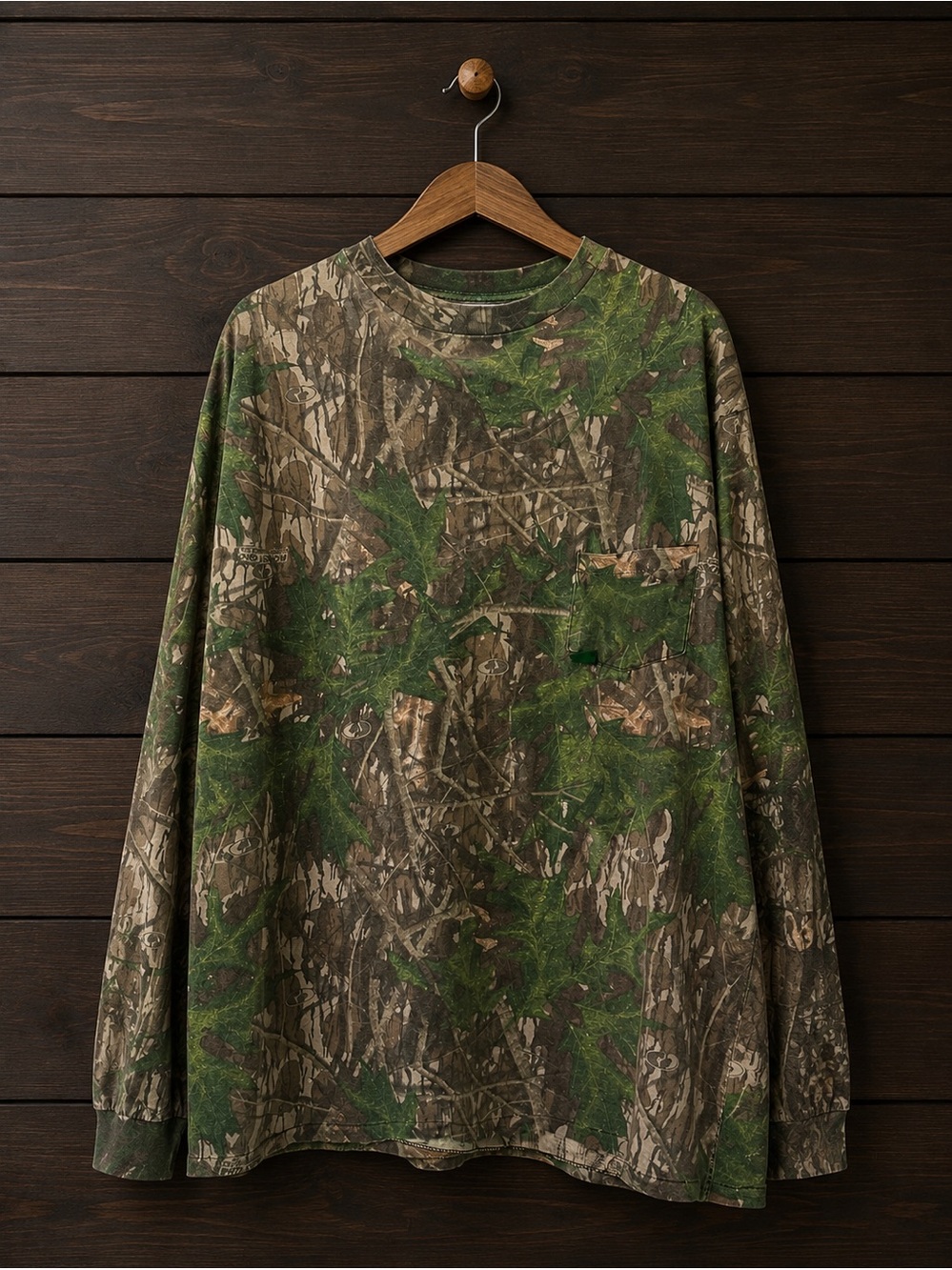 🦌Mossy Oak Camouflage Long Sleeve Pocket Tee XXL 100% Cotton Hunting Shirt